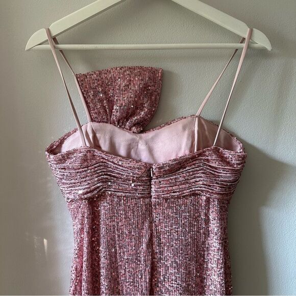 IEENA for Mac Duggal Bow Maxi Dress - Pink Sequins - Picture 5 of 8